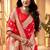 Red soft silk blend banarasi jacuard work designer party wear saree with unstitched blouse piece