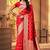 Red soft silk blend banarasi jacuard work designer party wear saree with unstitched blouse piece