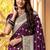 Wine soft silk blend banarasi jacuard work designer party wear saree with unstitched blouse piece