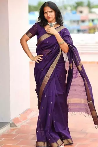 Purple soft silk blend banarasi jacuard work designer party wear saree with unstitched blouse piece