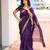 Purple soft silk blend banarasi jacuard work designer party wear saree with unstitched blouse piece