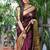 Maroon soft silk blend banarasi jacuard work designer party wear saree with unstitched blouse piece