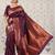 Wine soft silk blend banarasi jacuard work designer party wear saree with unstitched blouse piece