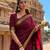 Maroon soft silk blend banarasi jacuard work designer party wear saree with unstitched blouse piece