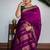 Purple soft silk blend banarasi jacuard work designer party wear saree with unstitched blouse piece