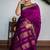 Purple soft silk blend banarasi jacuard work designer party wear saree with unstitched blouse piece