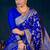 Royal blue soft silk blend banarasi jacuard work designer party wear saree with unstitched blouse piece
