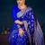 Royal blue soft silk blend banarasi jacuard work designer party wear saree with unstitched blouse piece