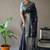 Black grey soft silk blend banarasi jacuard work designer party wear saree with unstitched blouse piece