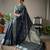 Black grey soft silk blend banarasi jacuard work designer party wear saree with unstitched blouse piece