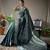 Gren grey soft silk blend banarasi jacuard work designer party wear saree with unstitched blouse piece