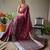 Maroon grey soft silk blend banarasi jacuard work designer party wear saree with unstitched blouse piece