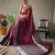 Wine grey soft silk blend banarasi jacuard work designer party wear saree with unstitched blouse piece