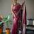 Maroon grey soft silk blend banarasi jacuard work designer party wear saree with unstitched blouse piece