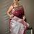 Maroon grey soft silk blend banarasi jacuard work designer party wear saree with unstitched blouse piece