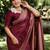 Maroon soft silk blend banarasi jacuard work designer party wear saree with unstitched blouse piece
