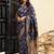 Blue soft silk blend banarasi jacuard work designer party wear saree with unstitched blouse piece