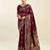 Maroon soft silk blend banarasi jacuard work designer party wear saree with unstitched blouse piece