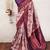 Peach wine   soft silk blend banarasi jacuard work designer party wear saree with unstitched blouse piece