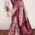 Peach wine   soft silk blend banarasi jacuard work designer party wear saree with unstitched blouse piece