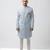 ice blue textured fabric groom sherwani with mandarin collar