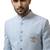 ice blue textured fabric groom sherwani with mandarin collar