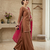 Elegant brown kurta palazzo set with pink dupatta