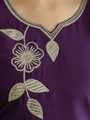 Purple chanderi thread embroidery readymade suits 5