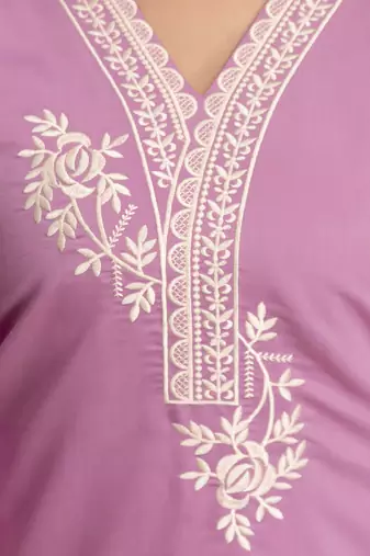 Light pink chanderi thread embroidery readymade suits
