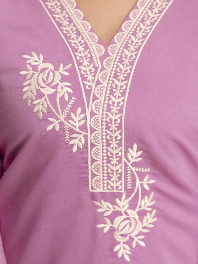 Light pink chanderi thread embroidery readymade suits