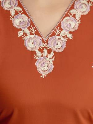 Orange chanderi thread embroidery readymade suits 5