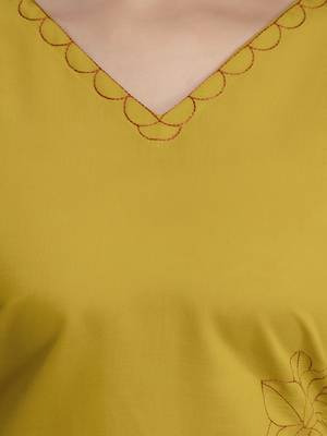 Yellow chanderi thread embroidery readymade suits 5