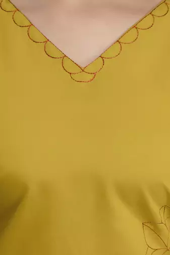 Yellow chanderi thread embroidery readymade suits