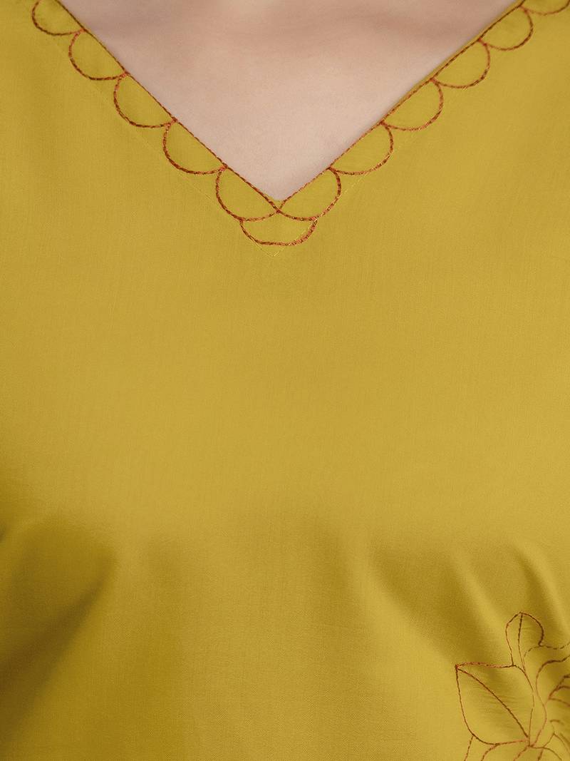 Yellow chanderi thread embroidery readymade suits