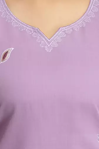 Light purple chanderi thread embroidery readymade suits