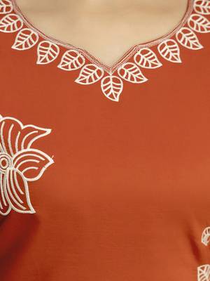 Orange chanderi thread embroidery readymade suits 5