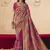 Rani pink embroidered silk blend saree
