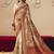 Cream embroidered silk blend saree