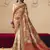 Cream embroidered silk blend saree