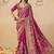 Rani pink embroidered silk blend saree