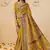 Mustard embroidered silk blend saree