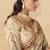 Cream embroidered silk blend saree