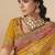 Mustard embroidered silk blend saree