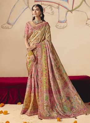 Multicolor embroidered silk blend saree 1