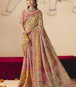 Multicolor embroidered silk blend saree