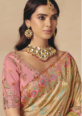 Multicolor embroidered silk blend saree 2