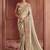 Beige silk blend embroidered saree