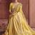 Yellow silk blend embroidered saree