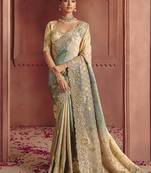 Jacquard multicolor embroidered wedding saree