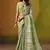 Sea Green Embroidered Jacquard Saree With Stiched Blouse (Size-38)